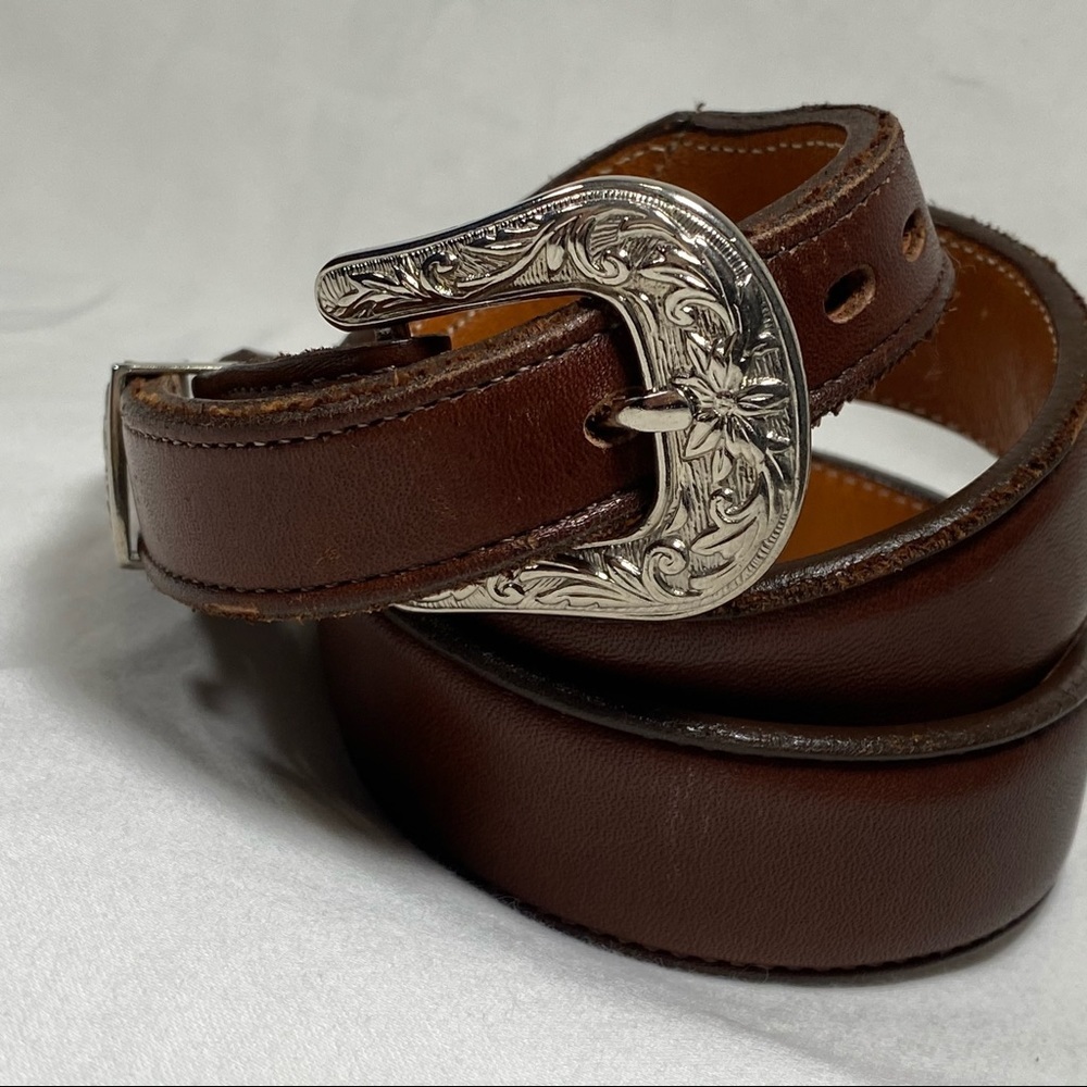 Boot Makers Collection Embellished Buckle Deer Tan Leather Belt